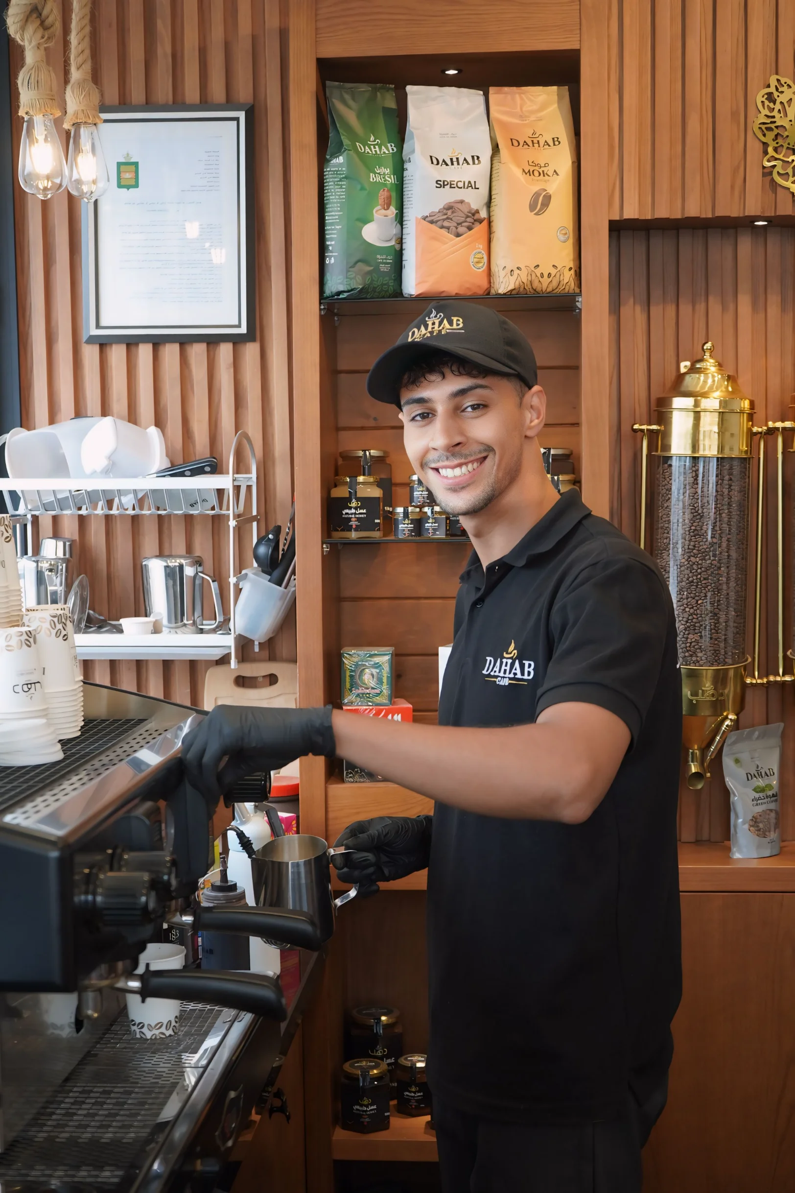 DAHAB CASABLANCA CAMPAIGN - barista smiling coffee photography by Driss Nassiri